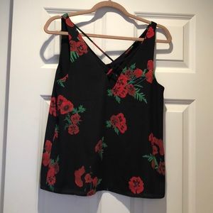 Reversible tank top rose patterned blouse